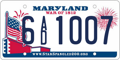 MD license plate 6AD1007