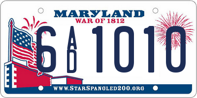 MD license plate 6AD1010