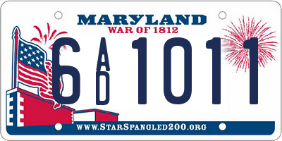 MD license plate 6AD1011