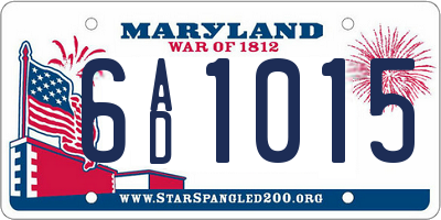 MD license plate 6AD1015
