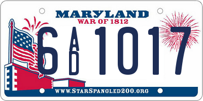 MD license plate 6AD1017