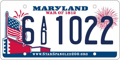 MD license plate 6AD1022