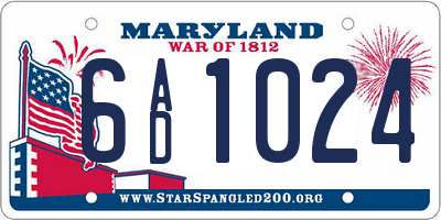MD license plate 6AD1024