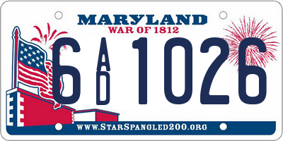 MD license plate 6AD1026