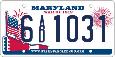 MD license plate 6AD1031