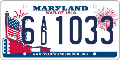 MD license plate 6AD1033