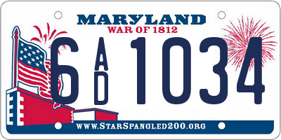 MD license plate 6AD1034