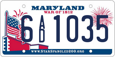 MD license plate 6AD1035