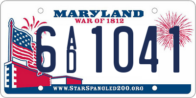 MD license plate 6AD1041