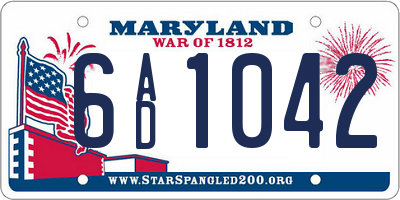MD license plate 6AD1042