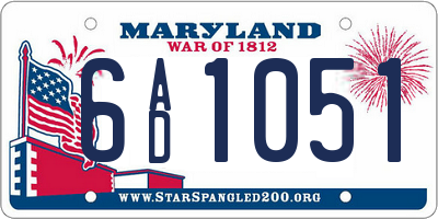 MD license plate 6AD1051
