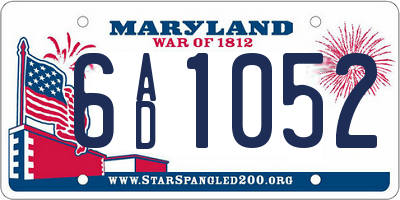 MD license plate 6AD1052