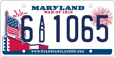 MD license plate 6AD1065