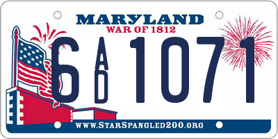 MD license plate 6AD1071