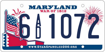 MD license plate 6AD1072