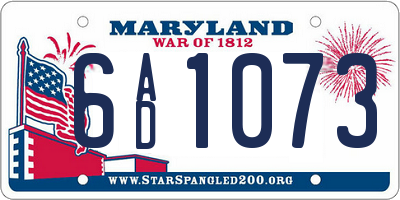 MD license plate 6AD1073