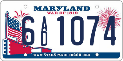 MD license plate 6AD1074