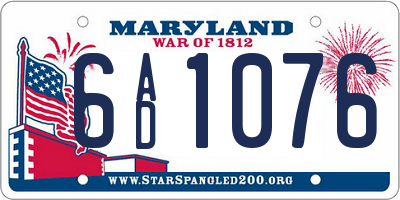 MD license plate 6AD1076
