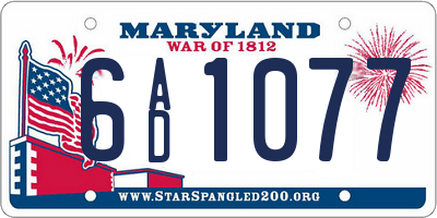 MD license plate 6AD1077