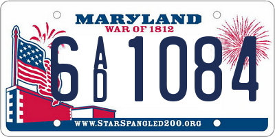 MD license plate 6AD1084