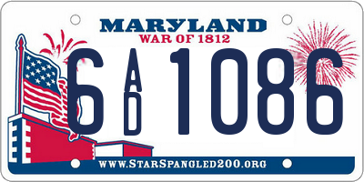 MD license plate 6AD1086