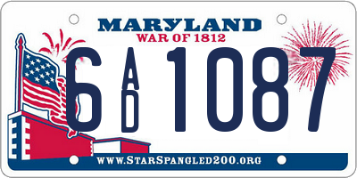 MD license plate 6AD1087