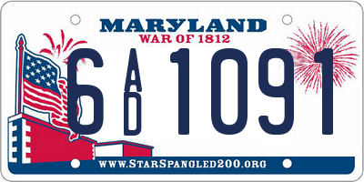 MD license plate 6AD1091
