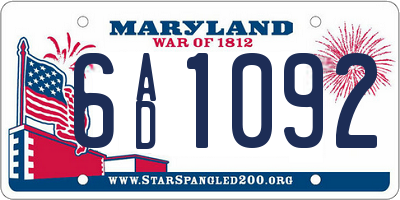 MD license plate 6AD1092
