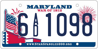 MD license plate 6AD1098