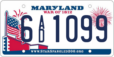 MD license plate 6AD1099