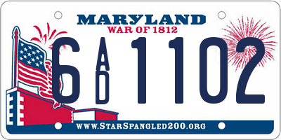 MD license plate 6AD1102