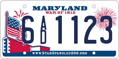 MD license plate 6AD1123