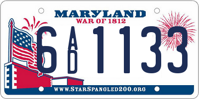 MD license plate 6AD1133