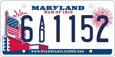 MD license plate 6AD1152