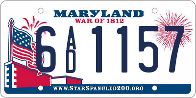 MD license plate 6AD1157
