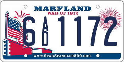 MD license plate 6AD1172