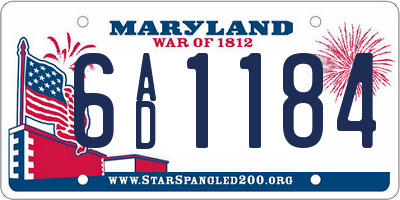 MD license plate 6AD1184