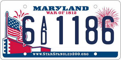 MD license plate 6AD1186