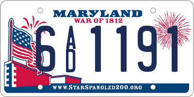MD license plate 6AD1191