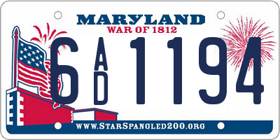 MD license plate 6AD1194