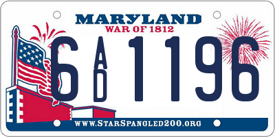 MD license plate 6AD1196