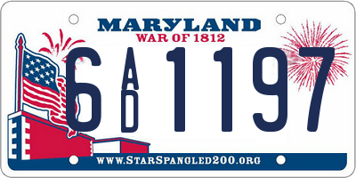 MD license plate 6AD1197