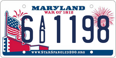 MD license plate 6AD1198
