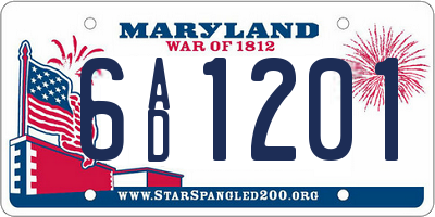 MD license plate 6AD1201