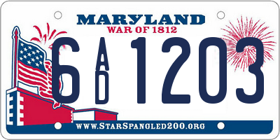 MD license plate 6AD1203