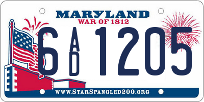 MD license plate 6AD1205