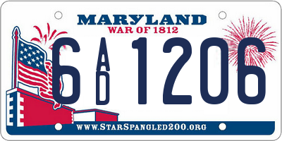MD license plate 6AD1206