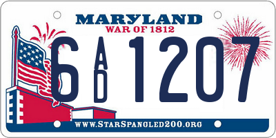 MD license plate 6AD1207