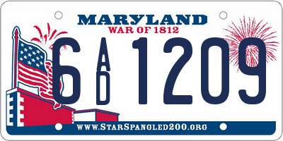 MD license plate 6AD1209