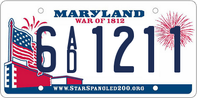 MD license plate 6AD1211